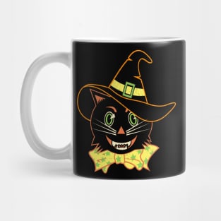 Vintage Halloween Black Cat Witch Mug